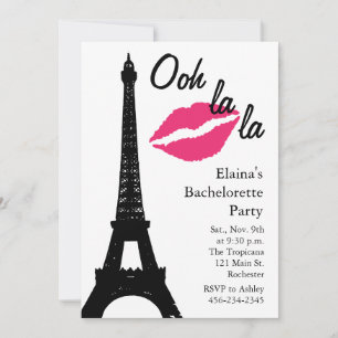 Ooh la la! Bachelorette Party (white) Invitation