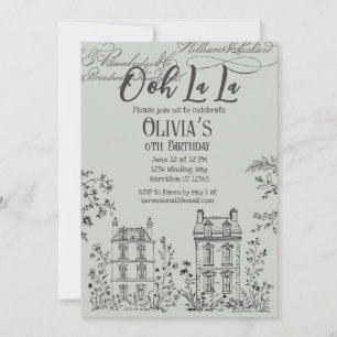 Ooh La La French Cafe Birthday Party Invitation