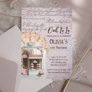 Ooh La La French Floral Paris Cafe Party  Invitation