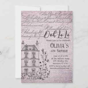 Ooh La La French Floral Paris Party  Invitation