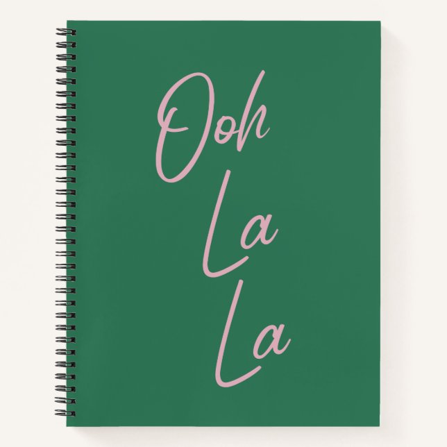 Ooh La La Funny French Quote Pink and Green Notebook (Front)