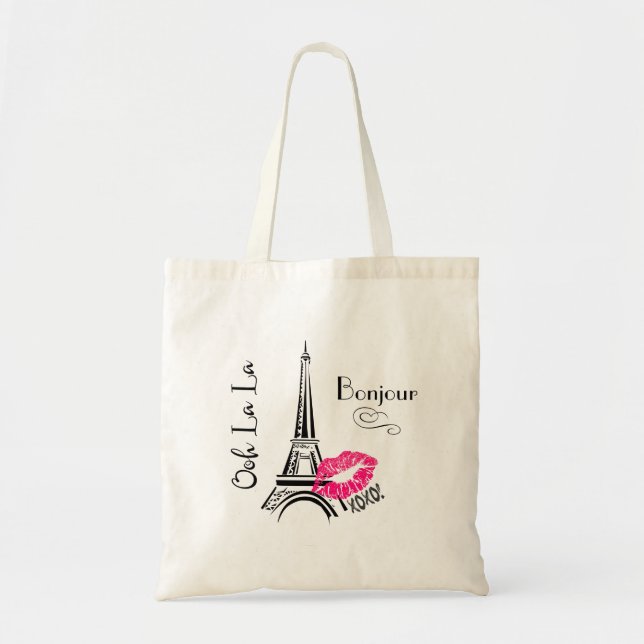 Ooh La La Paris Eiffel Tower Bonjour Tote Bag (Front)