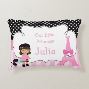 Ooh la la Paris Eiffel Tower Pink and Black Decorative Cushion