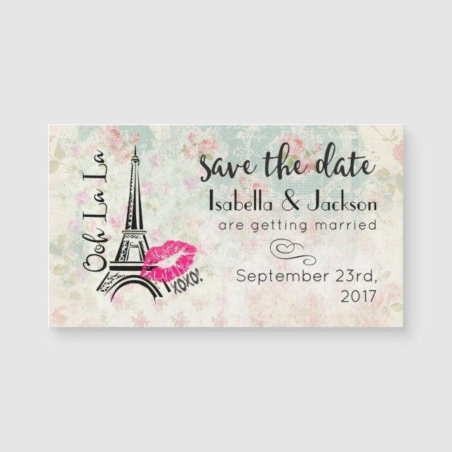 Ooh La La Paris Eiffel Tower Wedding Save The Date (Front)