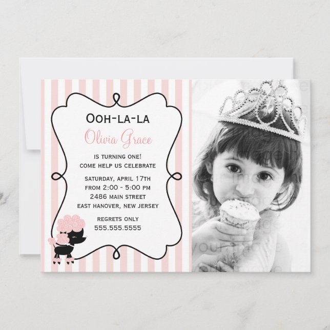 Ooh la la! Paris Pink Poodle Invitation (Front)