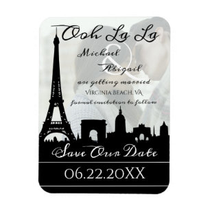 Ooh La La Paris Skyline Custom Photo Save the Date Magnet