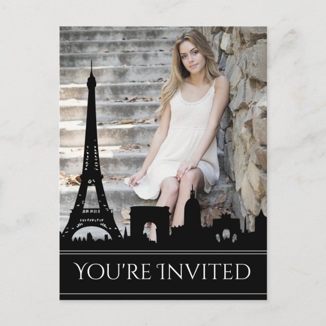 Ooh La La Paris Skyline Photo Birthday Party Postcard (Front)