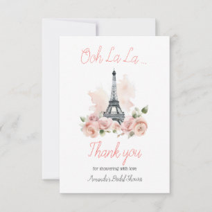 Ooh La La Parisian Franch Floral Bridal Shower Thank You Card