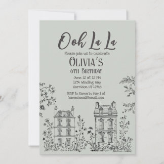 Ooh La La Vintage French Cafe Birthday Party Invitation