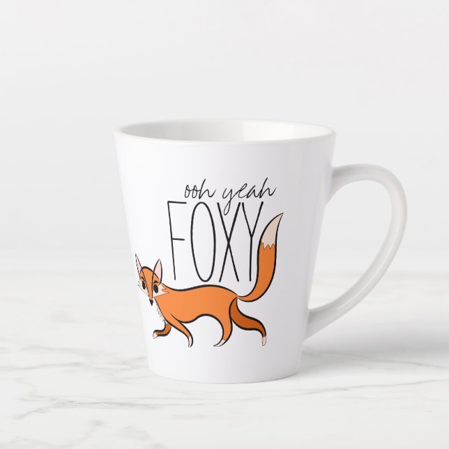 Ooh Yeah Foxy Cute Fox Slogan Latte Mug (Right)