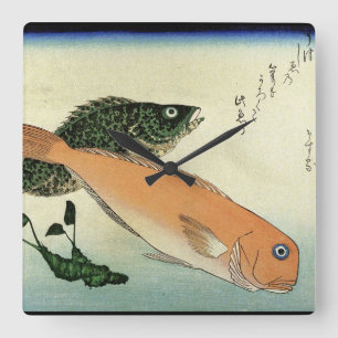 Oomon-hata & Shiro-amadai - Hiroshige's Fish Print Square Wall Clock