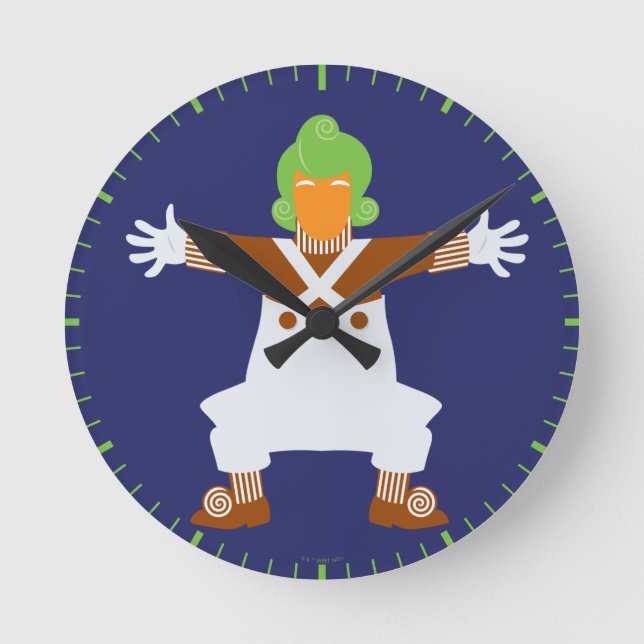 Oompa Loompa Arms Out Round Clock (Front)