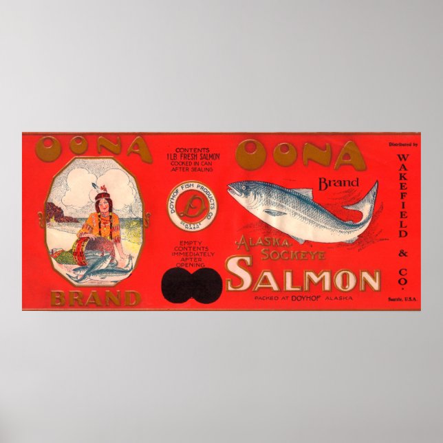 Oona Brand Salmon Label Poster (Front)
