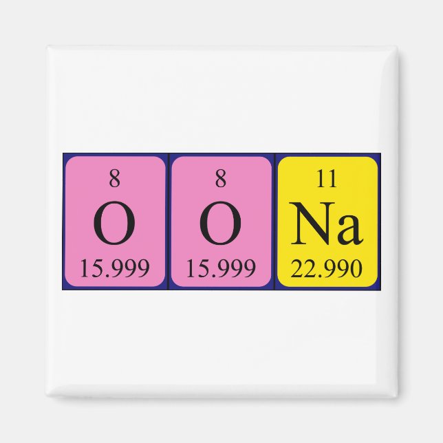 Oona periodic table name magnet (Front)