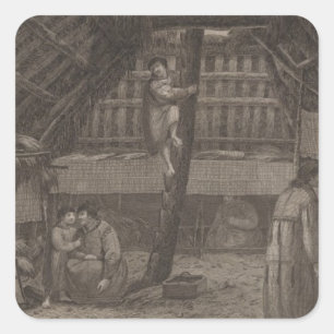 Oonalashka house, Alaska Square Sticker