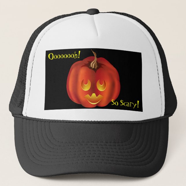 Oooh, So Scary! Vampire Jack-O-Lantern Halloween Trucker Hat (Front)