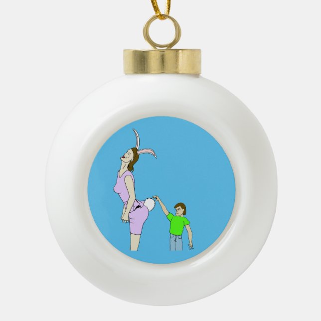 oooo fuzzy   ceramic ball christmas ornament (Front)