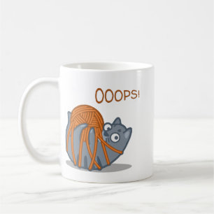 OOOPS! Funny Cute Cat Plays With Yarn Ball  Coffee Mug