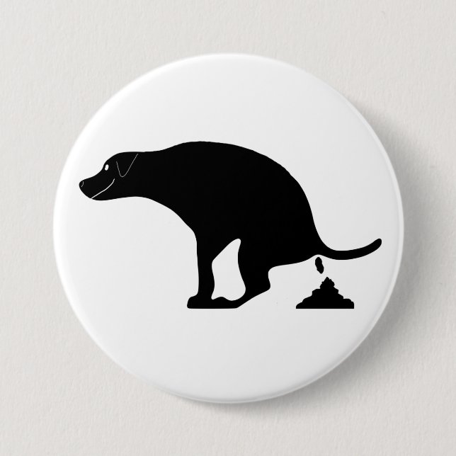 Oops! Caught in the Act Pooping Dog 7.5 Cm Round Badge (Front)