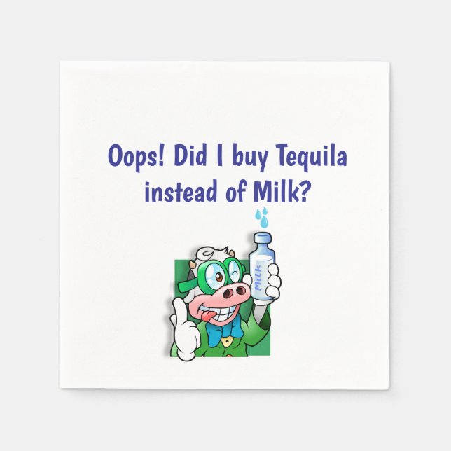 "Oops. Did I buy Tequila?" Fun Cocktail Napkin (Front)