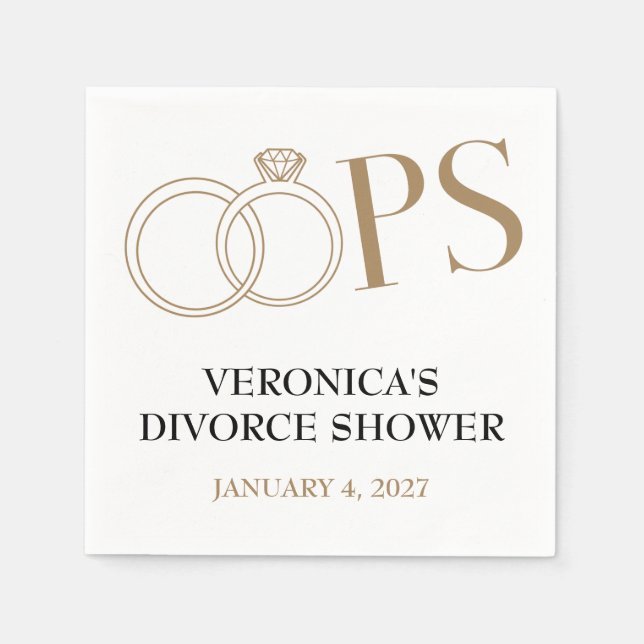 OOPS!  Divorce Shower Party Napkin (Front)
