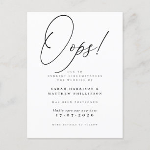 Oops! Formal Postponed Wedding Announcement