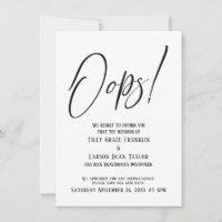 Oops! Funny Delayed Wedding Simple Card