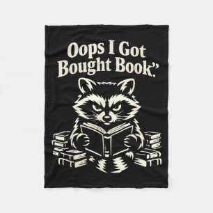 Oops got bought book funny racoon reading fleece blanket