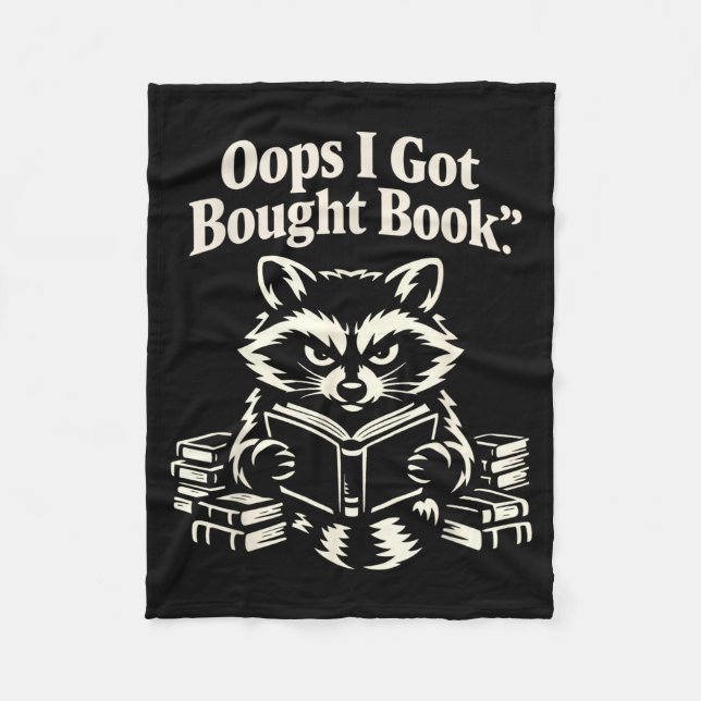 Oops got bought book funny racoon reading fleece blanket (Front)
