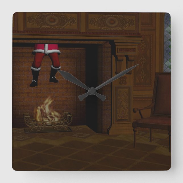 Oops - Hot Surprise For Santa Claus Square Wall Clock (Front)