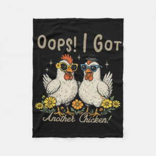 Oops I Got Another Chicken, Funny Animal Rustic Fa Fleece Blanket