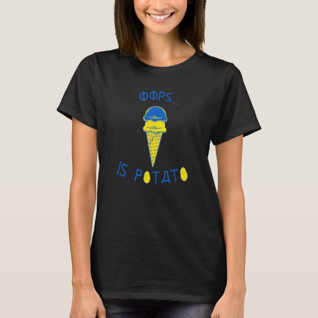 Oops Is Potato  Joke Blue And Yellow Ice Cream Con T-Shirt (Front)