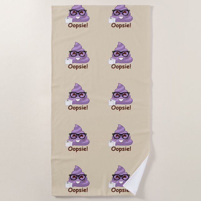 Oops Poops Purple Poop Emoji (brown) Towel (Front)