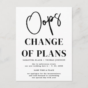 Oops Postponed Wedding Date Announcement Postcard