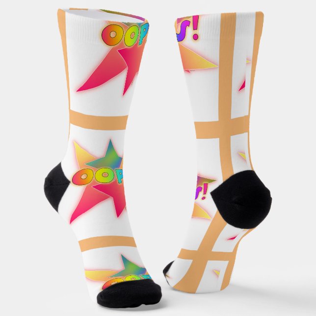 Oops! Quirky Comic Book Jargon Cabin Socks (Angled)