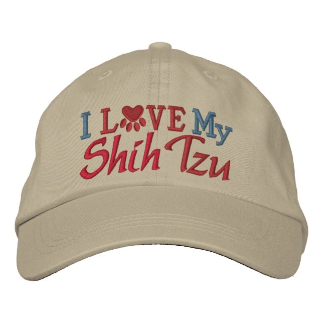 Oops - Revised Colour - I Love My Dog Embroidered Hat (Front)