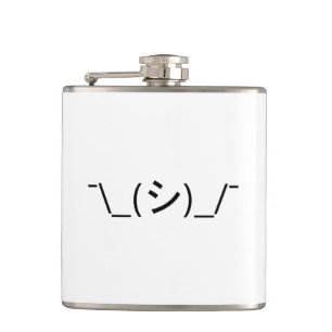 Oops Shrug Emoticon ¯\_(シ)_/¯ Japanese Kaomoji Hip Flask