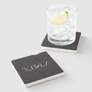 Oops Shrug Emoticon ¯\_(シ)_/¯ Japanese Kaomoji Stone Coaster