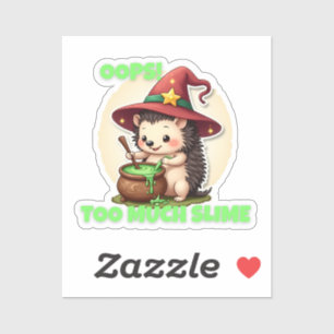Oops! Too Much Slime – Cute Hedgehog Sticker