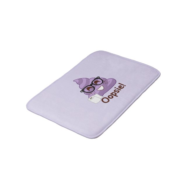 Oopsie Poop! Emoji Purple Bath Mat (Angled)