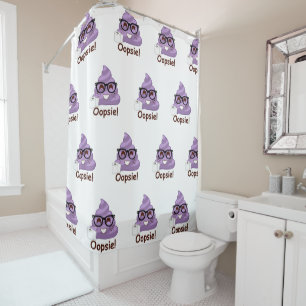 Oopsies Poopsies Funny Emoji Poop Shower Curtain
