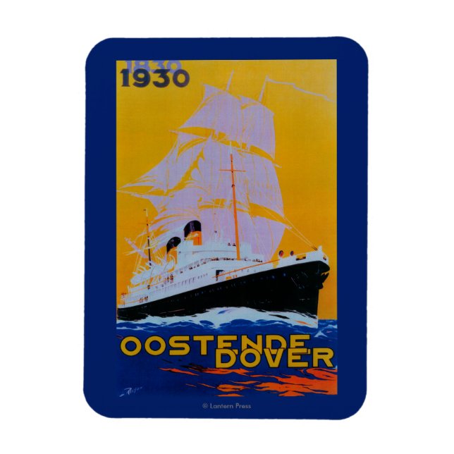 Oostende Dover Vintage PosterEurope Magnet (Vertical)