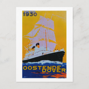 Oostende Dover Vintage PosterEurope Postcard