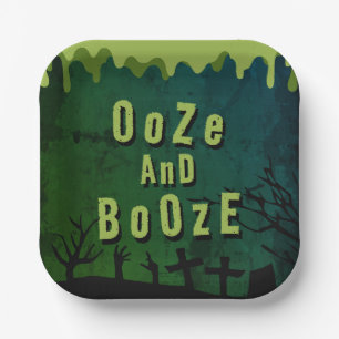 Ooze And Booze Scary Halloween Zombie Crawl Paper Plate