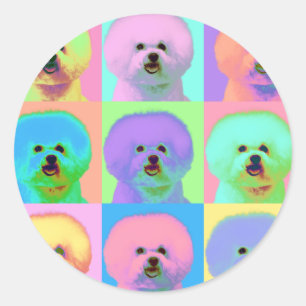 Op Art - Bichon Frise - Cody Classic Round Sticker