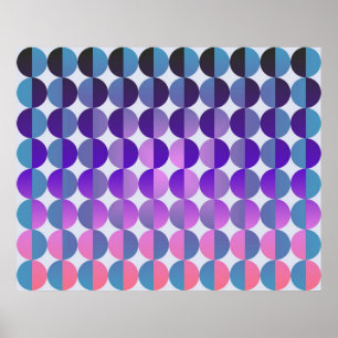 Op Art Big Circles By Half Blue Purple And Magenta Poster