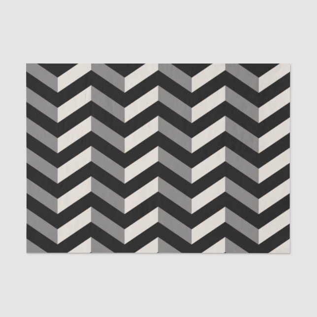 Op Art Black and White Chevron Pattern Tissue Paper (Front)