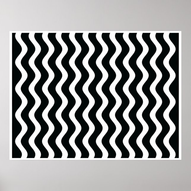 Op Art Black and White Waves Two Poster (Front)