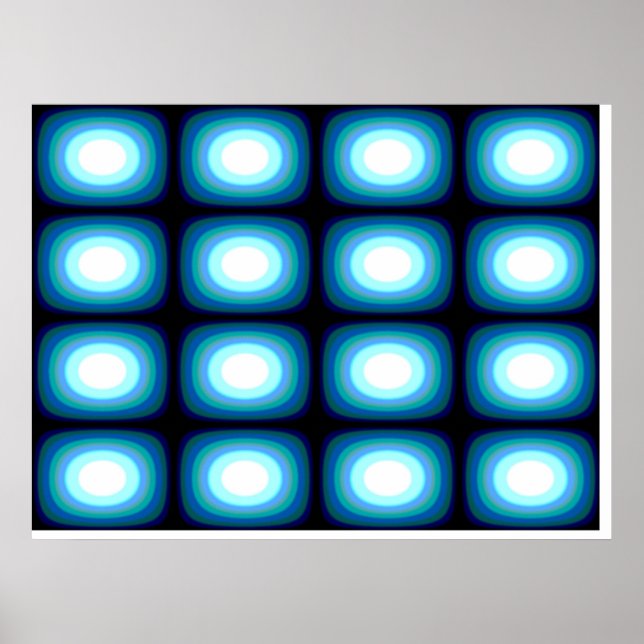 Op Art Blue Blobs Poster (Front)