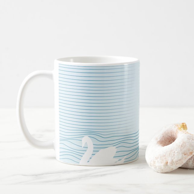 OP Art Blue Swan Drift Mug (With Donut)